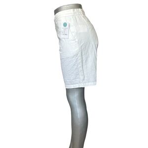 Linen Blend Long Bermuda Shorts White Size 10